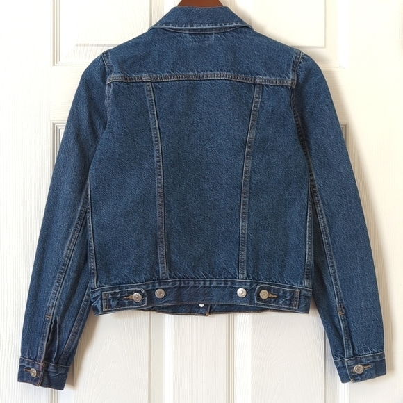 Levi's Classic Star Studded Dark Wash Long Sleeve Denim Jean Trucker Jacket XS - Picture 14 of 16